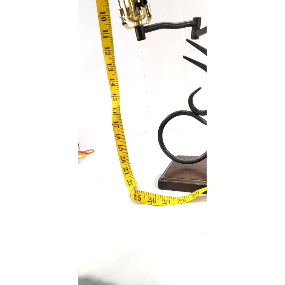 Vintage Wrought Iron Portable Table Lamp Western Style w Swing Arm 22